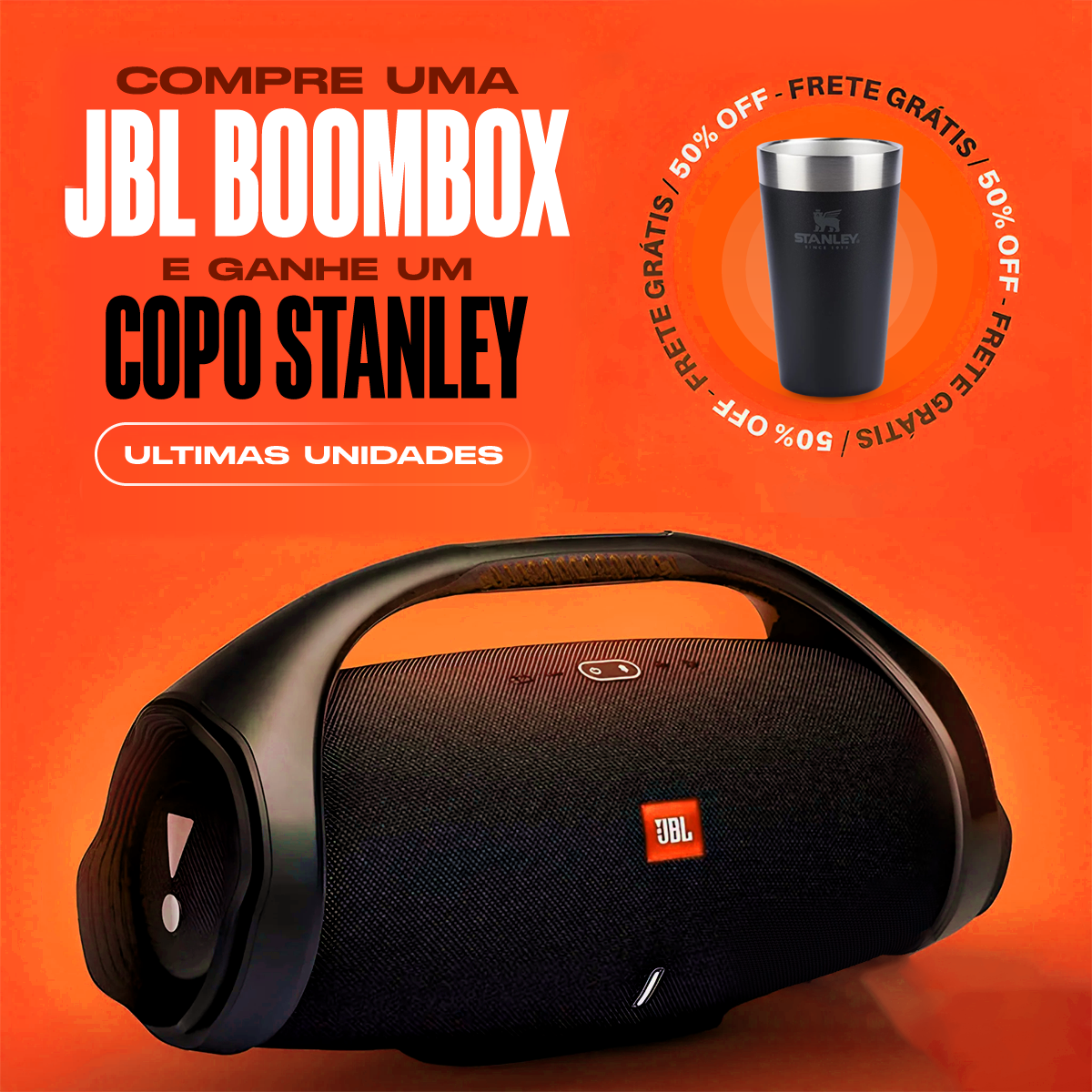 Boombox 2 - Caixa de Som Bluetooth + Copo Térmico 473 ml